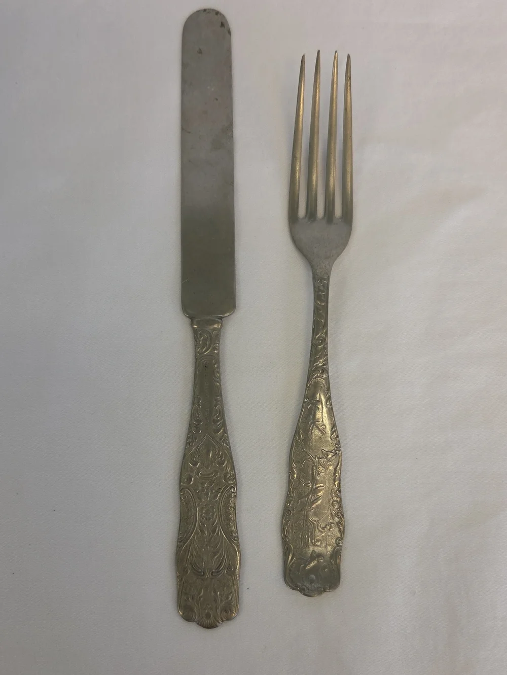 Antique Cuevee Silver Warranted Youth Knife & Fork Set